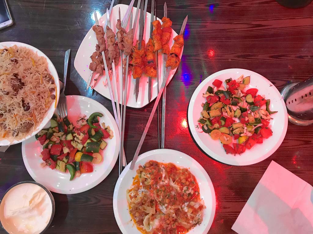 Pulao, Kebab, Salad and Mantoo, Afghan food
