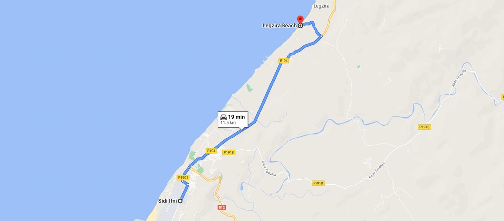 Sidi Ifni to Legzira Map