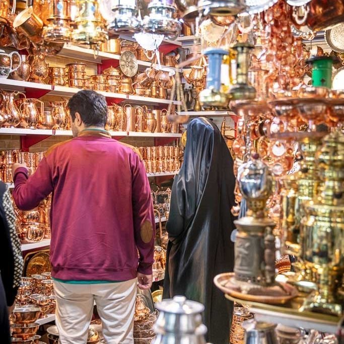 copper ware, Tajrish, Tajrish Bazaar, Tehran, Iran