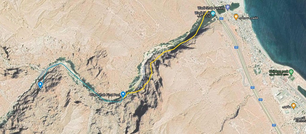 Wadi Shab Hike Map