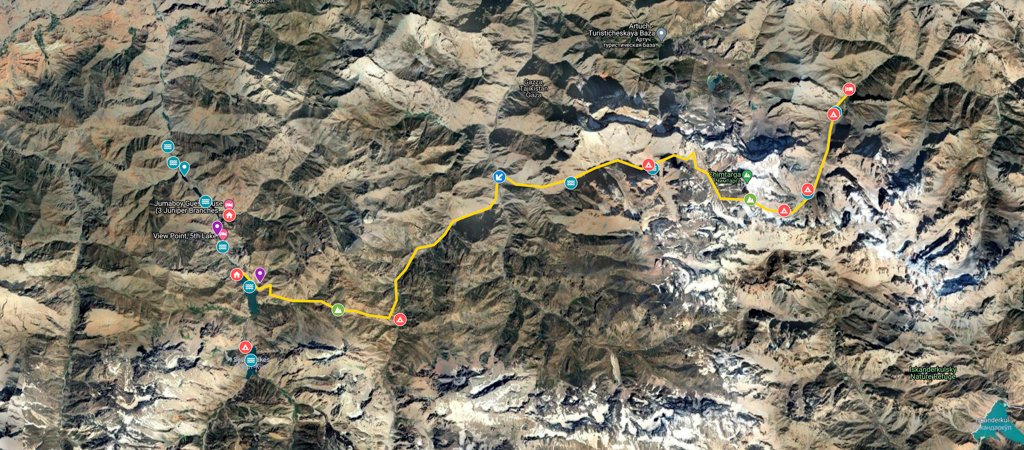Alovaddin to Haft Kul via Chimtarga Pass Map