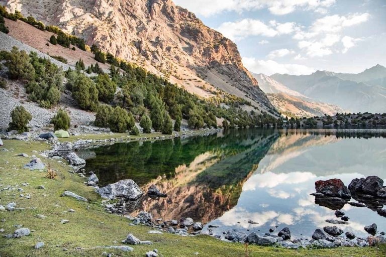 Lake Alovaddin, Lake Alauddin, Fann Mountains, Tajikistan, Central Asia, Sughd, Pamir Altai,