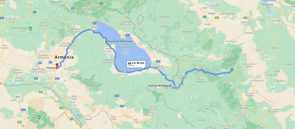 Armenia & Nagorno-Karabakh Road Trip Day 3 Map