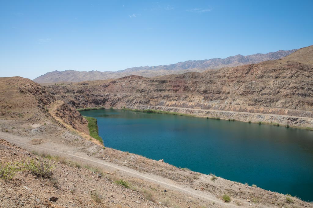 Taboshar Uranium Mine waste pool, Taboshar, Istiklol, Tajikistan, radioactive reservoir