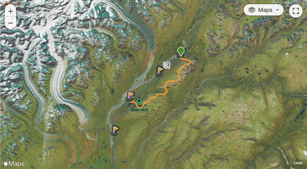 K'esugi Ridge Hike Map, Denali State Park, Alaska