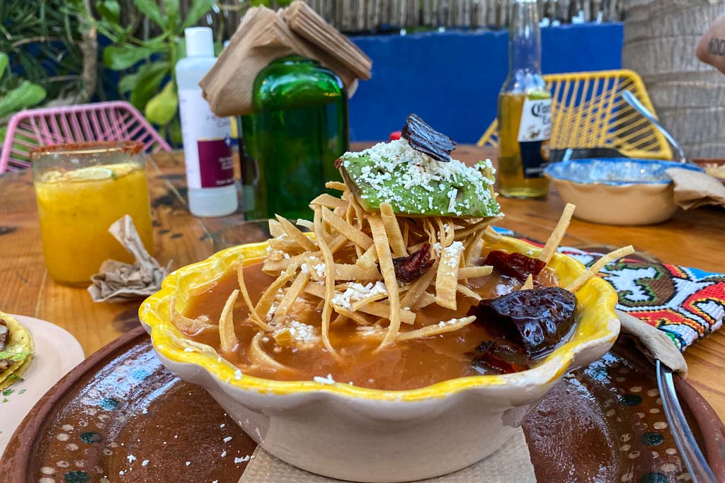 Soupa Azteca, Tortilla soup, La Tapatia, Isla Holbox, Quintana Roo, Yucatan Peninsula, Mexico