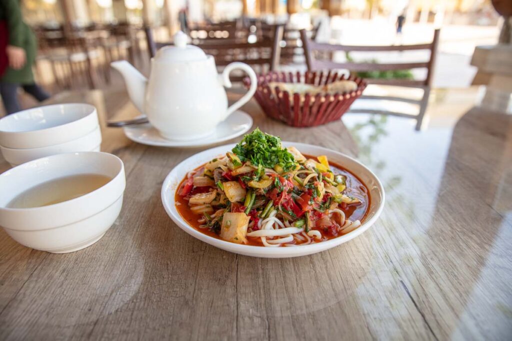Lagman at Injis Restaurant, Olay Bazaar, Tashkent, Uzbekistan, Adventures of Nicole